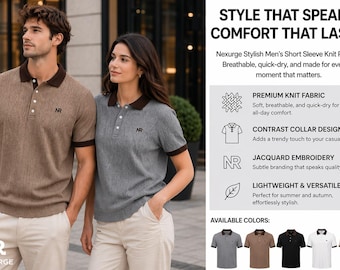 Nexurge Elegante polo unisex a maniche corte in maglia, casual e traspirante, ideale per l'estate (Regno Unito)