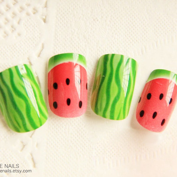 Ready to Ship Fake Nail Set - " Watermelon "