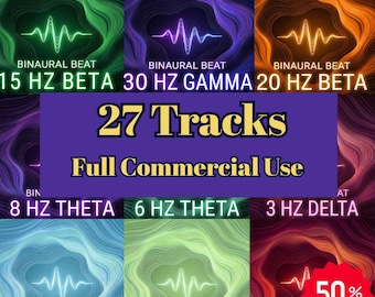 Kompletny pakiet dźwięków binauralnych | 9 częstotliwości (Delta - Gamma) | Łącznie 27 utworów | Muzyka medytacyjna do użytku komercyjnego