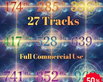 Complete Solfeggio Frequency Bundle | All 9 Frequencies (174Hz - 963Hz) | 27 Tracks Total | Commercial Use Meditation Music
