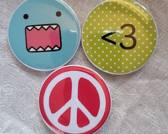 Vibespins 2014, driedelige set (58 mm), esthetische pins 2014, domopin
