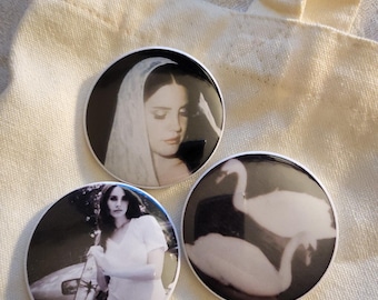 Cocktailspelden, driedelige set (58 mm), Sad Girl-spelden, Lana Del Rey-spelden