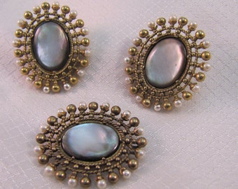 Rare 1992 Metropolitan Museum of Art Etruscan Gold Vermeil Sterling Brooch/Pendant and Earrings