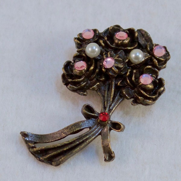 Hidden Heart Jewelry Company Rhinestone Floral Bouquet Brooch