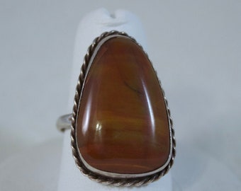 Handcrafted Sterling and Landscape Jasper Ring, US size 8