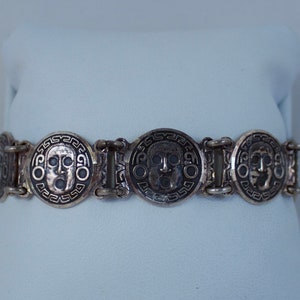 Early Mexico Sterling Aztec-Pre-Columbian God Link Bracelet