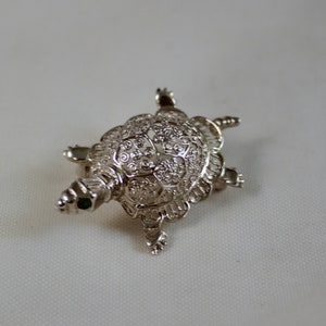 Vintage Filigree Sterling Silver Turtle Brooch