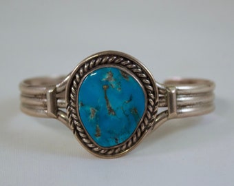 Vintage Blau Türkis und Unmarkiert Silber Armband 15,5 cm Innenumfang