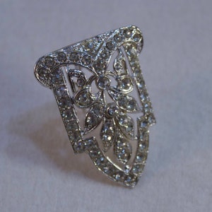 Pinza de piel con diamantes de imitación estilo art déco vintage de los años 40