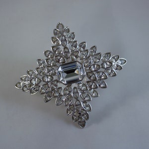 1970's Kenneth Lane, JBK Crystal Star Brooch, Crystal Cruciform Style Brooch