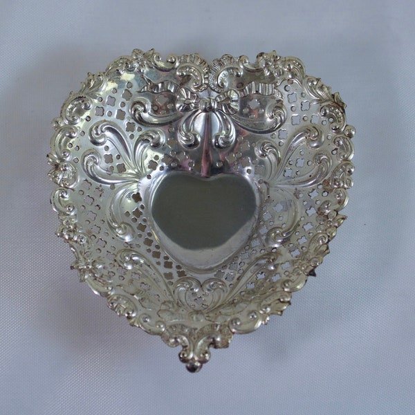 Vintage Gotham Perforated Sterling Heart Bon-Bon Bowl, 3-3/4"