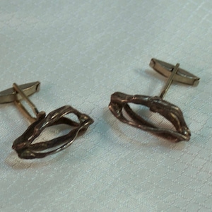 Gemelli in argento sterling brutalisti e modernisti di metà secolo, fatti a mano