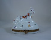 Vintage Limoges France Hand Painted White Porcelain Pony Trinket Box
