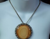Southwestern Navajo Bruneau Jasper Sterling Statement Pendant and 22 quot Rolo Style Chain, Bottle Cap Setting