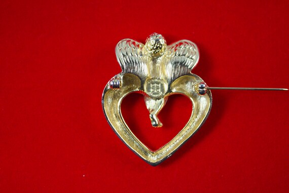 Givenchy 1980's Gold Plated Cupid and Heart Brooch - image 6