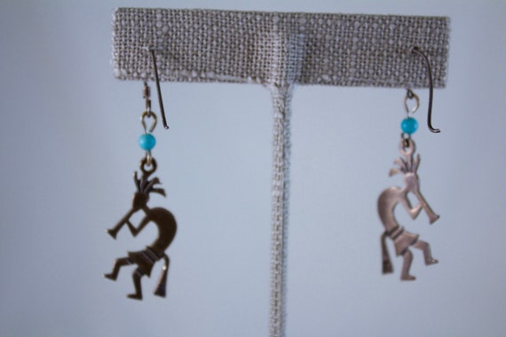 Zuni Inspired Kokopelli Dancer Sterling Earrings … - image 2