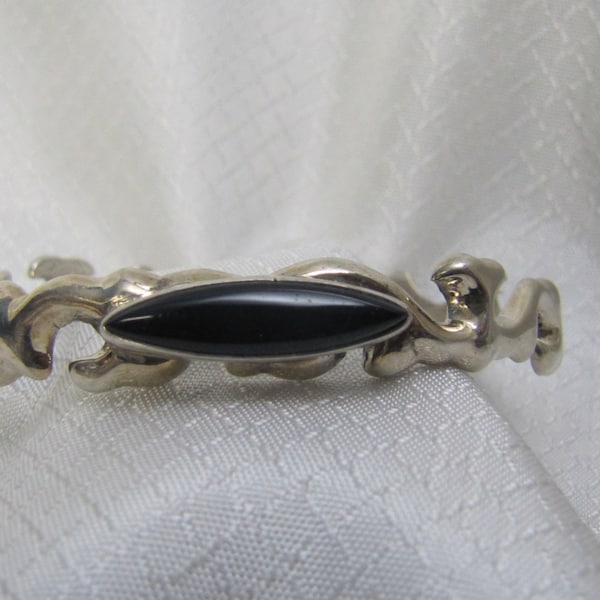 Navajo Artist Lowell Draper Sterling and Onyx 6.5" Bracelet