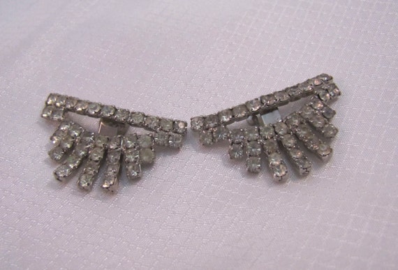 c1930's Art Deco Rhinestone Dress Clips, Shoe Cli… - image 1