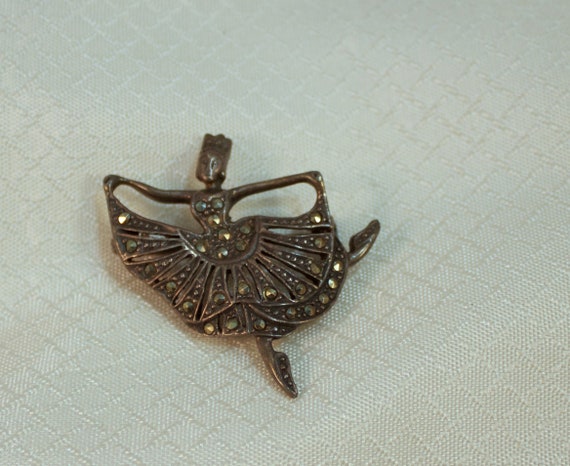 Vintage Ballerina Sterling and Marcasite Midcentur