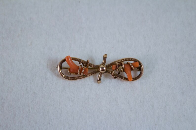 Antique Edwardian Brooch Edwardian Orange Coral 10kt Gold Filled Brooch