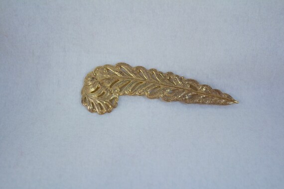Rare Miriam Haskell Gold Plate Plume Brooch, Haske