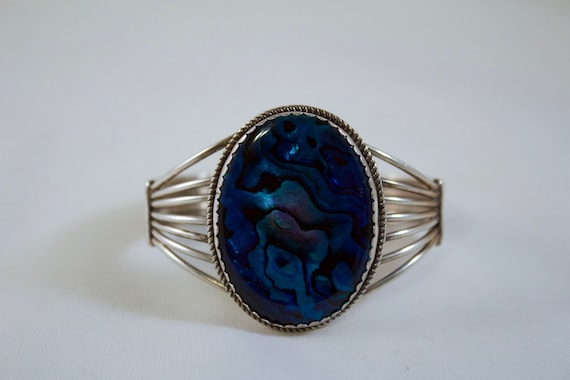 Rich Begay Rare Vintage Native American Navajo Abalone Paua Sterling Silver Bracelet Rich Begay Rare Vintage Native American Navajo Abalone Paua Sterling Silver Bracelet