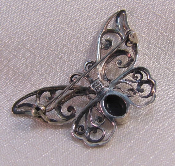 Sterling Victorian Inspired Sterling and Onyx But… - image 2