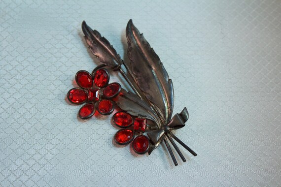 Victorian Styled, Sterling Flower Sprig Brooch, S… - image 2