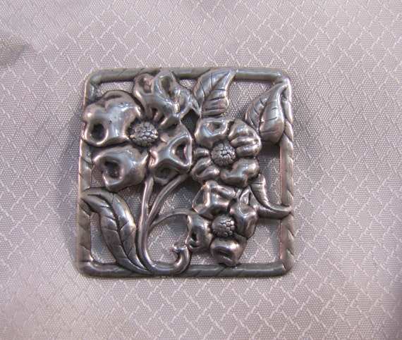 Victorian Sterling Flower Brooch, Sterling Pansy … - image 2