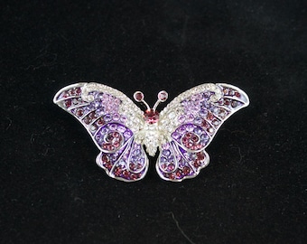 Designer Ali Lang Purple Crystal Monarch Butterfly Brooch