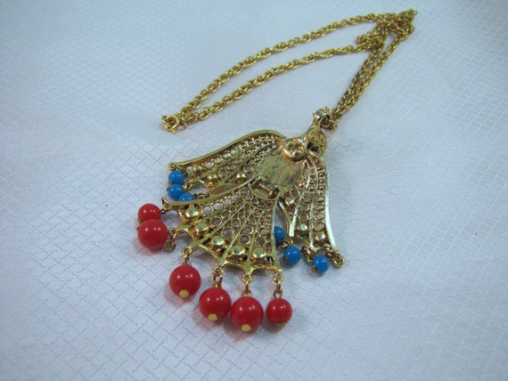 1960's Rising Phoenix Pendant and Gold Plated Cha… - image 4