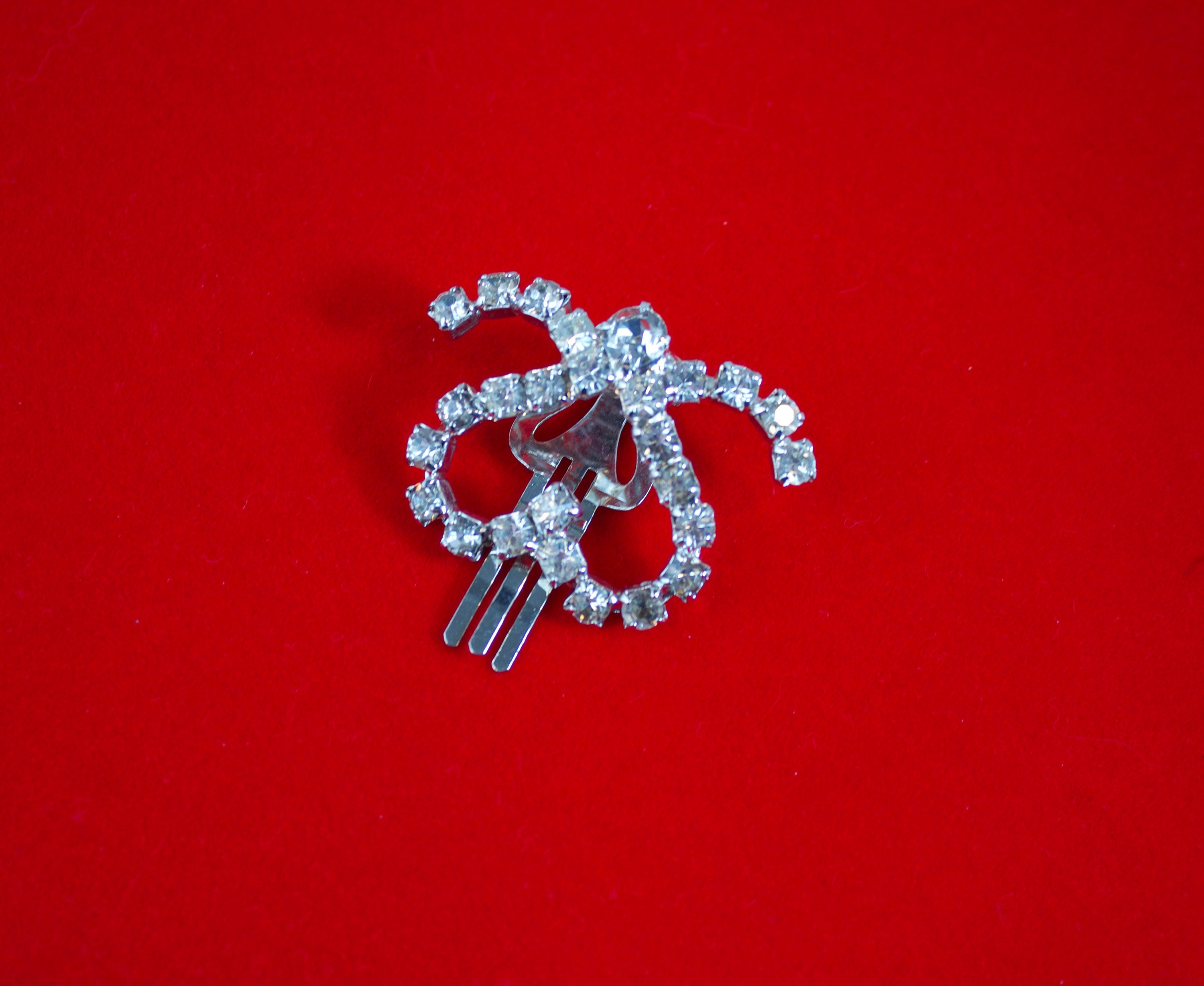 ヴィンテージクリスタルラインストーンヘアクリップ - Etsy 日本