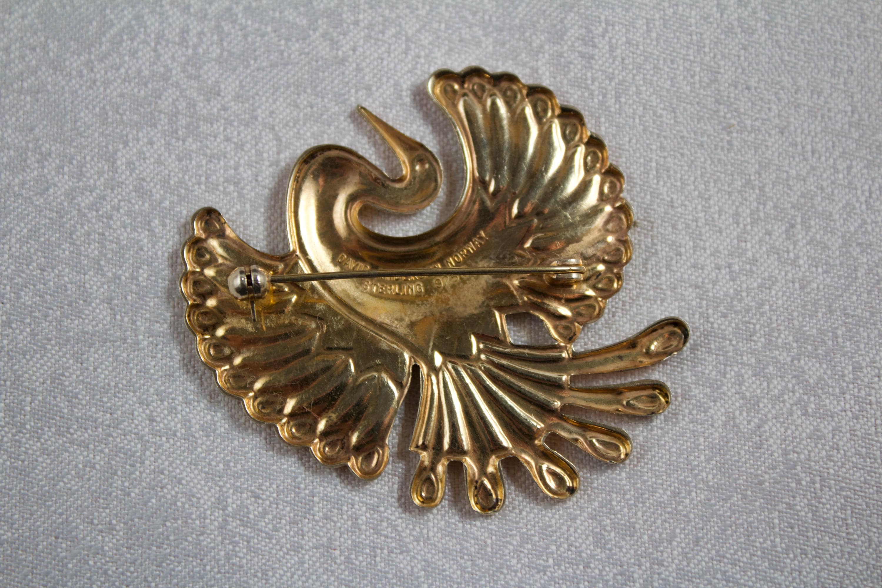 【激レア10インチアナログ】bird 童神 新品未開封 Vintage David Andersen Sterling Enamel Crane Brooch: Mint Green