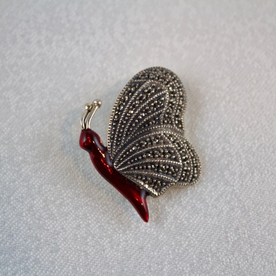 Rare Judith Jack Art Sterling Red Enameled and Ma… - image 5