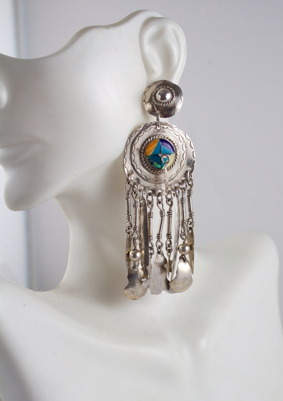Vintage Navajo Influenced Tassel Earrings Cowgirl 