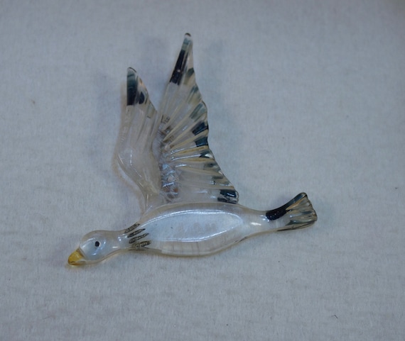 Rare 1950's Hand Carved and Painted Clear Lucite D