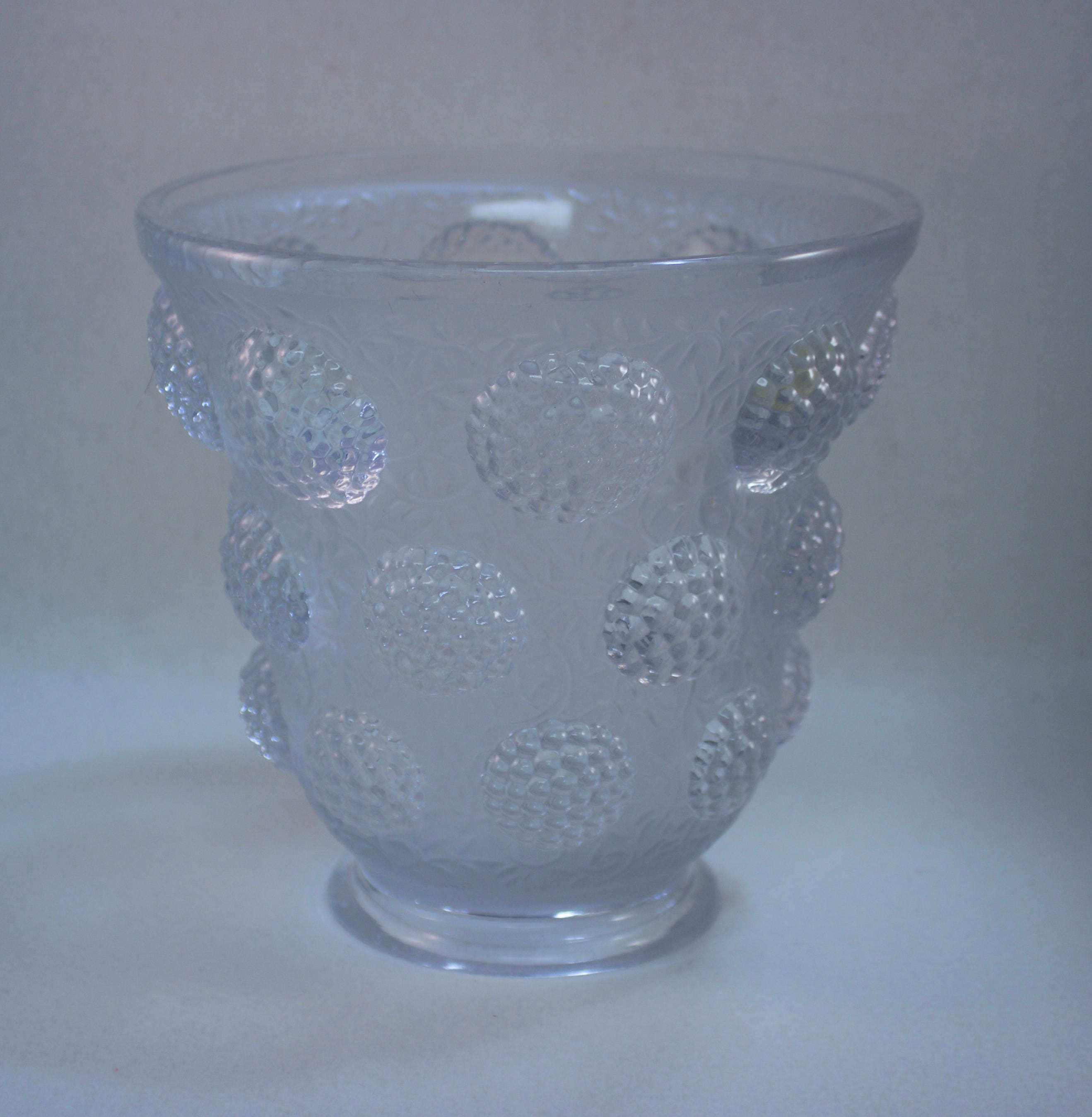 Rare Veryls France Crystal Raspberry Vase, Les Cabochons Vessel Of Gems Vase
