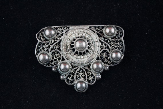 Vintage Victorian Filigree Silver Belt Buckle - Etsy display picture 1