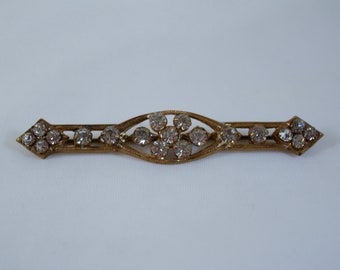 Broche Vintage Art Déco En Strass - Superbe Bijou Ancien - Occasion
