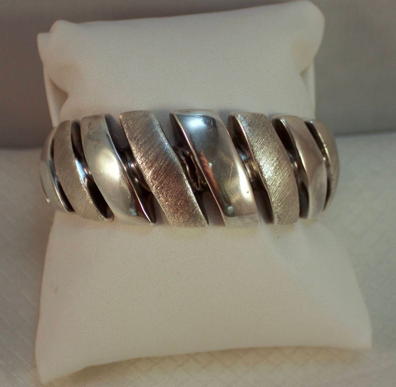 Italian Designer Brushed Sterling Modernist Cuff Bracelet 7-7-14 Bracelet