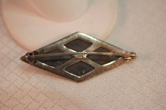 Vitnage Art Deco Diamond Shape Sterling, Onyx and… - image 3