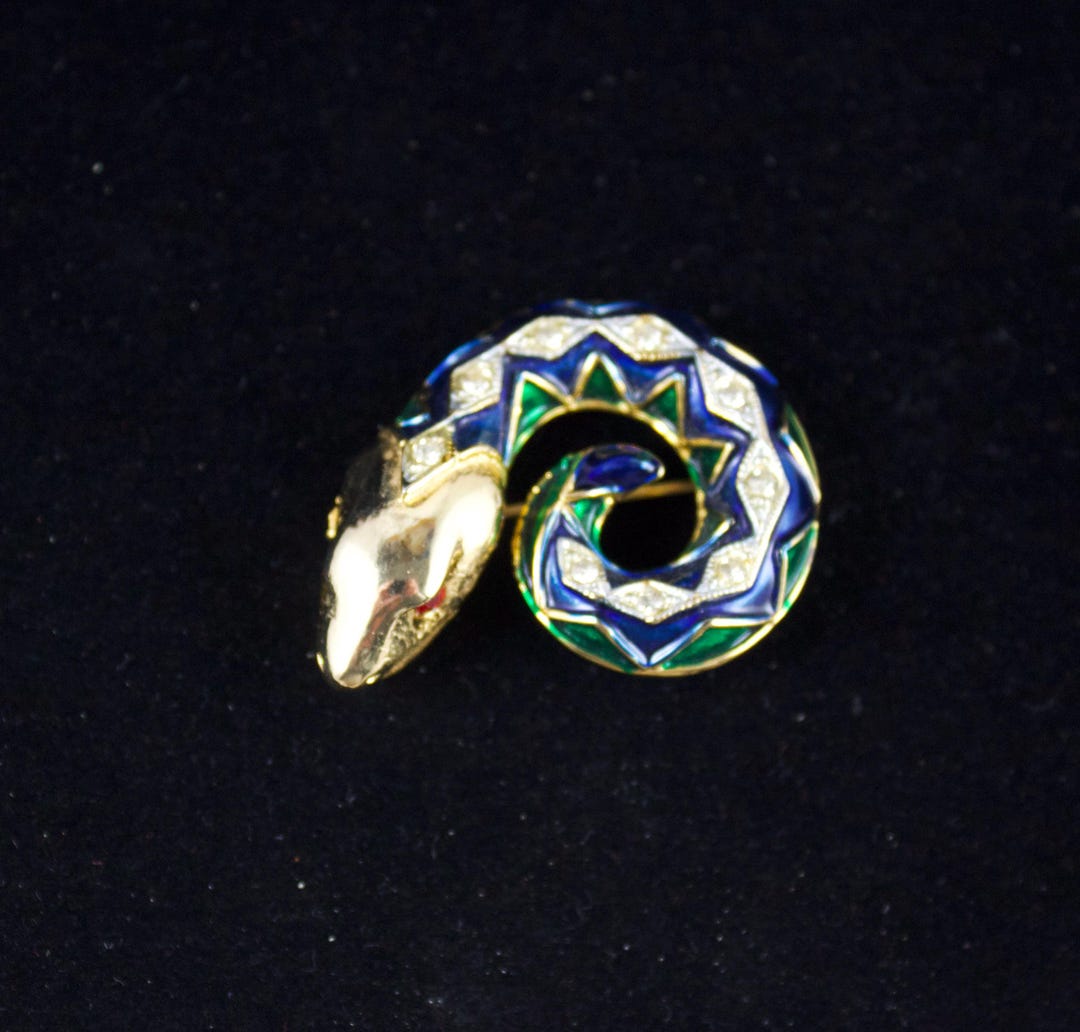 Vintage Unsigned Ciner Enameled Snake Brooch - Etsy