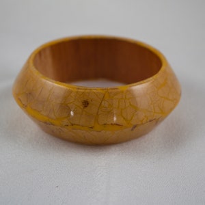 1990&#39;s Exotic Wood Encapsulated Bangle Bracelet