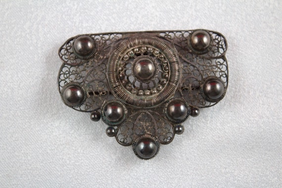 Antique Victorian large silver pewter tone cut steel filigree slider belt buckle Vintage Victorian Filigree Silver Belt Buckle - Etsy main image 2