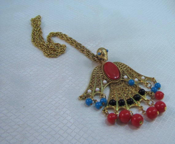 1960's Rising Phoenix Pendant and Gold Plated Cha… - image 3