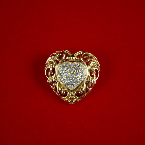 c1980's Christian Dior Gold Plated Heart With Pave
