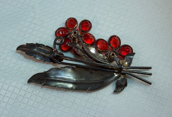 Victorian Styled, Sterling Flower Sprig Brooch, S… - image 3