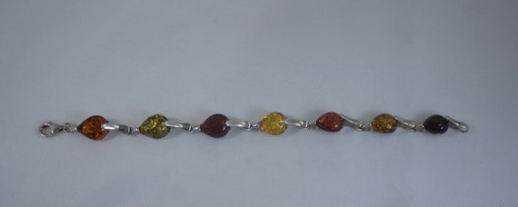1980/'s Baltic Amber Link Bracelet Multi Color Amber Link Bracelet