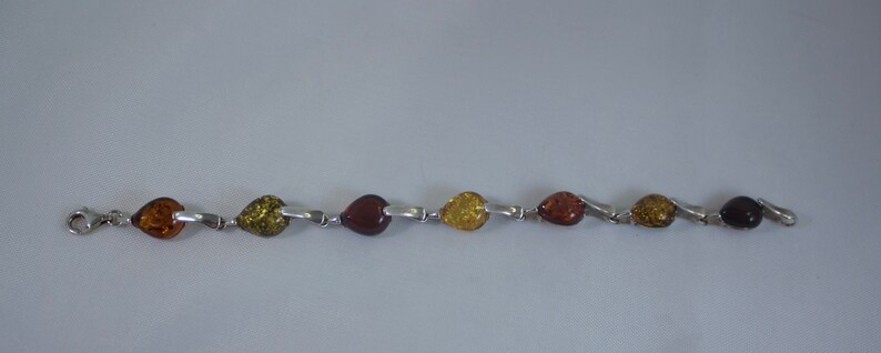 1980/'s Baltic Amber Link Bracelet Multi Color Amber Link Bracelet