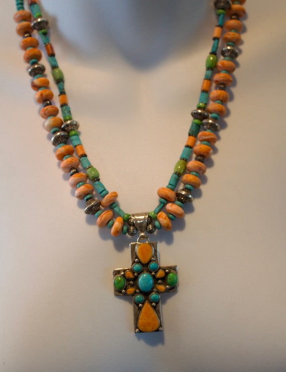 Vintage Navajo Sterling Silver, Turquoise, and Sp… - image 9